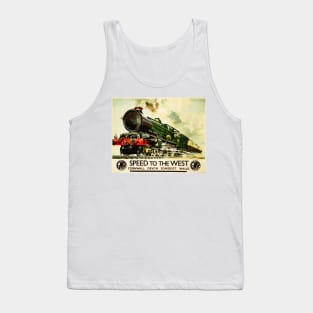 Speed To The West GWR Advertisement Vintage Steam Train Locomotive Tank Top